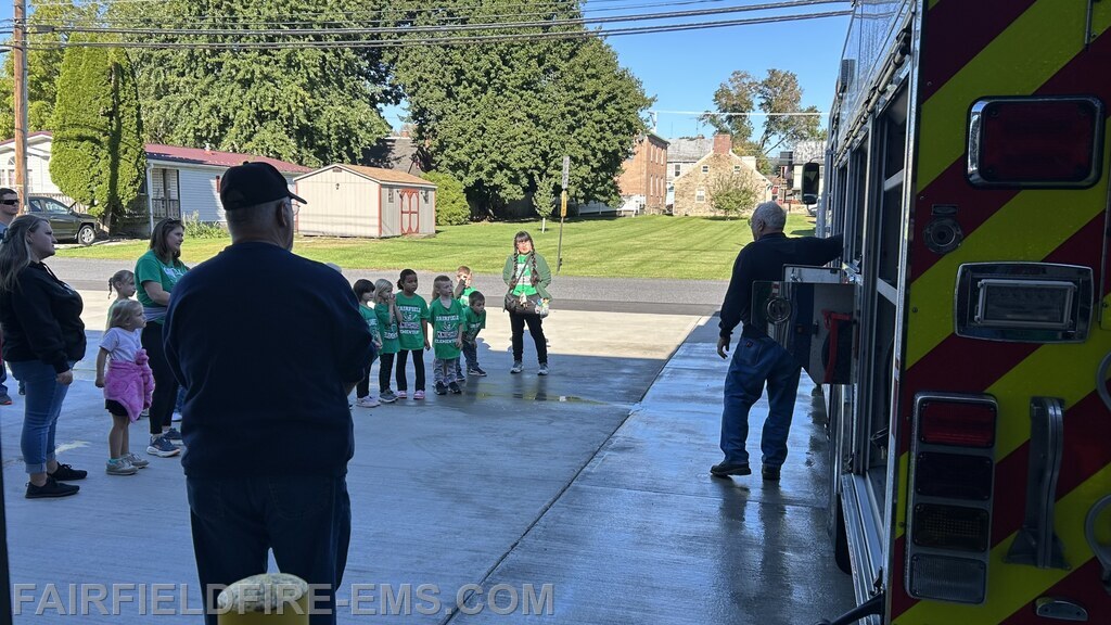 Fire Chief Bill Jacobs talking to the students this morning.