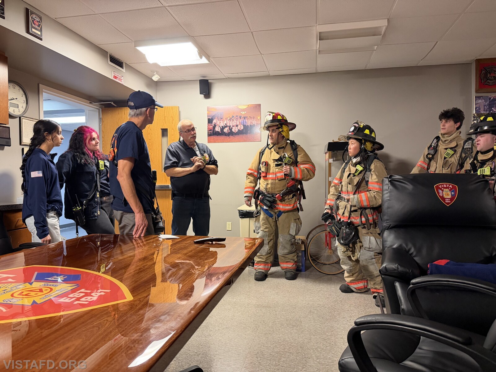 Ex-Chief Bill Dingee reviewing the mass casualty incident scenario and explaining how personnel should respond to an emergency of this type