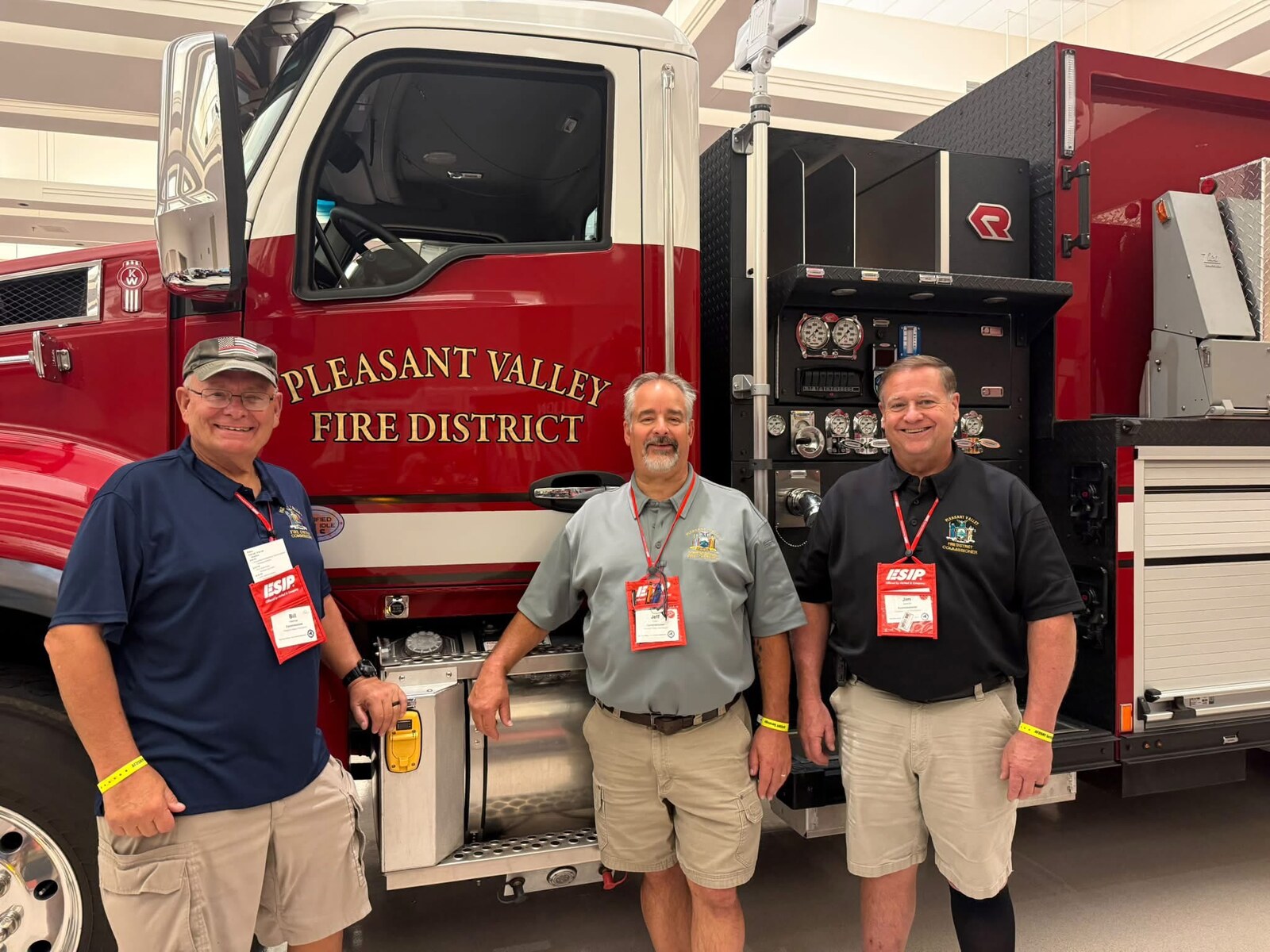 Fire Commissioners L-R Bill Geerlings, Jeff Cady and Jim Albrecht in front of the new tanker