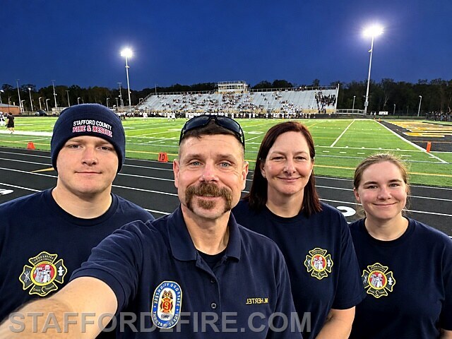 Stafford Volunteer Fire Department EMS members provide medical standby coverage at Colonial Forge High School's varsity football game against Mountain View.